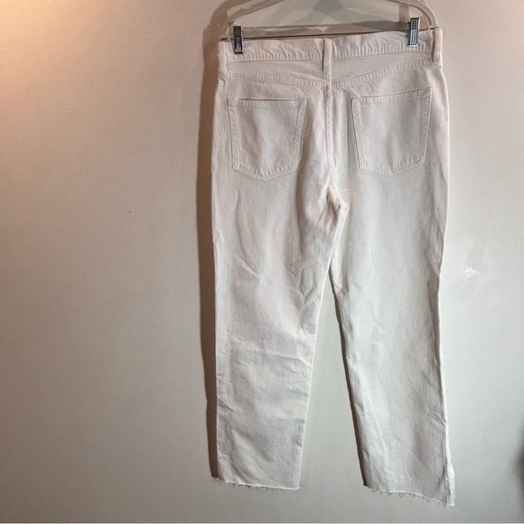 GAP Sz 30 90s Loose Mid Rise Raw Hem Slits 5 Pockets  White Jeans New with Tags - Picture 8 of 11